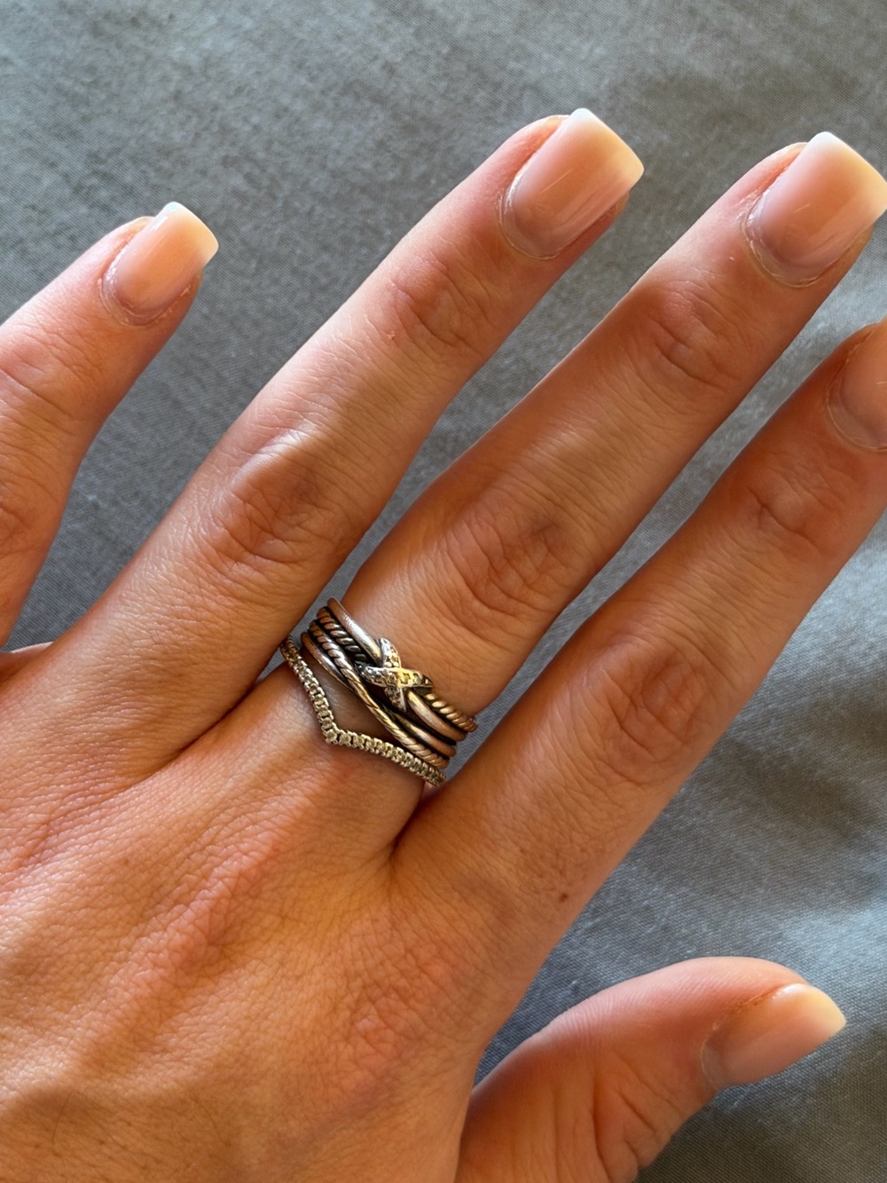 DAVID YURMAN Sterling Silver and Diamonds X Crossover Braided Ring